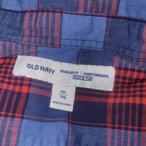 Old Navy Men's Blue and Red Plaid Casual Shirt Size XXL - Picture 7 of 7
